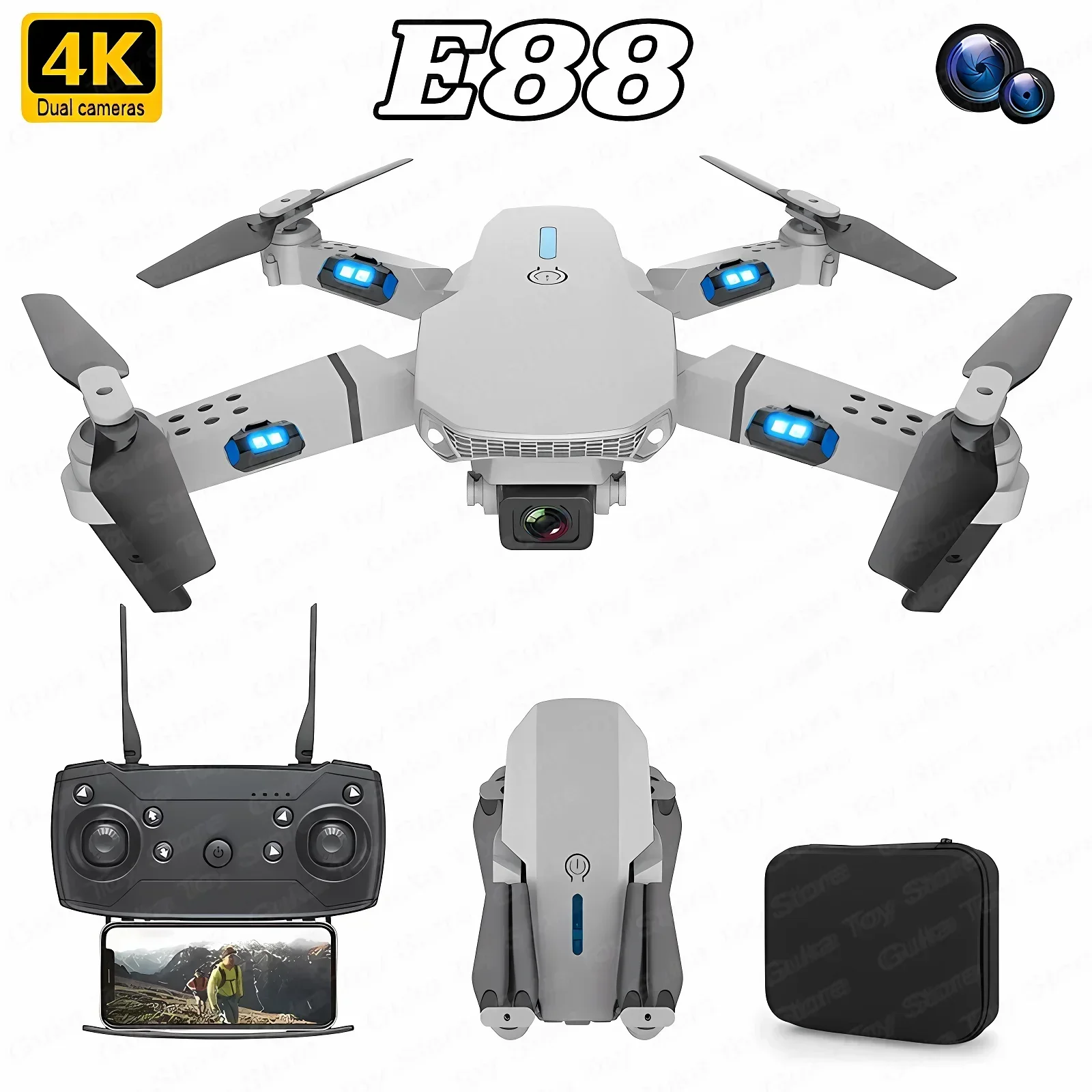 E88 Pro WIFI FPV Droneมุมกว้าง - Drone Camera Professional บทวิจารณ์และราคา